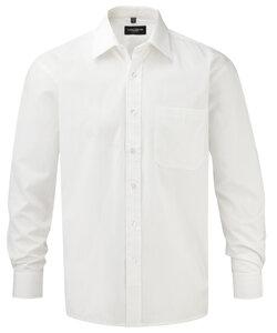 Russell Collection RU936M - Chemise En Popeline Pur Coton Homme Manches Longues Blanc