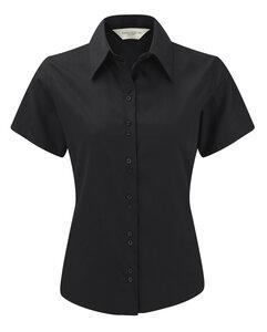 Russell Collection RU957F - Chemise Manches Courtes Sans Repassage Pour Femme Noir