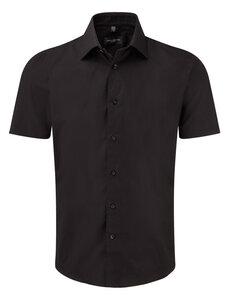 Russell Collection RU947M - Chemise Ajustée, Manches Courtes Noir