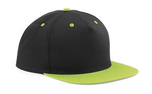 Beechfield B610c - 5 Panel Contrast Snapback Black/Lime Green