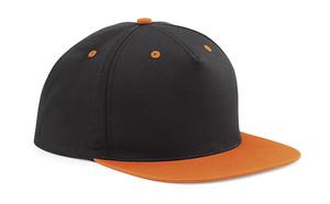 Beechfield B610c - 5 Panel Contrast Snapback Black/Orange