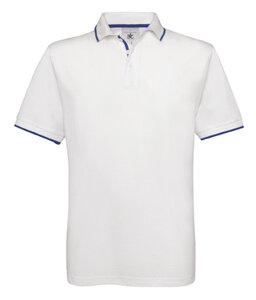 B&C CGPU413 - Polo Maille Piquée Avec Liseré White / Royal Blue