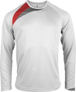 ProAct PA409 - T-SHIRT SPORT MANCHES LONGUES ENFANT White / Sporty Red / Storm Grey