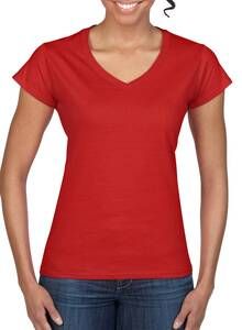 Gildan GI64V00L - T-Shirt Femme Col V Rouge