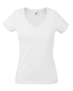 Fruit of the Loom SC61398 - T-Shirt Femme Col V 100% Coton Blanc