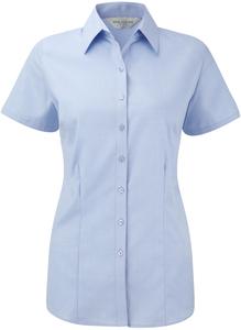 Russell Collection RU963F - Chemise Femme Manche Courtes À Chevrons Light Blue