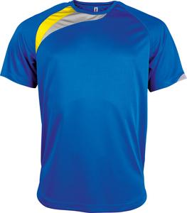 ProAct PA436 - T-SHIRT SPORT MANCHES COURTES UNISEXE Sporty Royal Blue / Sporty Yellow / Storm Grey