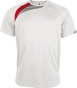 ProAct PA436 - T-SHIRT SPORT MANCHES COURTES UNISEXE White / Sporty Red / Storm Grey