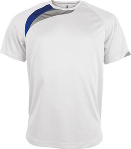 ProAct PA436 - T-SHIRT SPORT MANCHES COURTES UNISEXE White / Sporty Royal Blue / Storm Grey