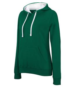 Kariban K465 - Sweat-shirt capuche contrastée femme Light Kelly Green / White