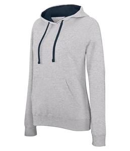 Kariban K465 - Sweat-shirt capuche contrastée femme Oxford Grey / Navy