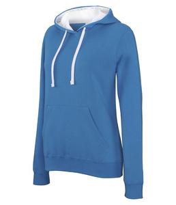 Kariban K465 - Sweat-shirt capuche contrastée femme Tropical Blue/ White