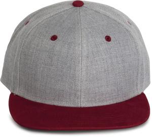 K-up KP166 - Casquette Snapback - 6 panneaux Light Grey Heather / Dark Chili Red