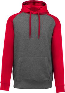 Proact PA369 - Sweat-shirt capuche bicolore adulte Grey Heather / Sporty Red