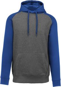 Proact PA369 - Sweat-shirt capuche bicolore adulte Grey Heather / Sporty Royal Blue