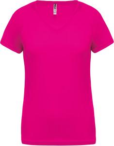 Proact PA477 - T-shirt de sport manches courtes col v femme Fuchsia