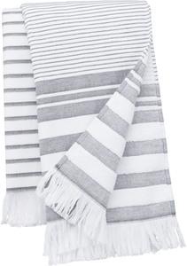 Kariban K132 - Fouta rayée avec franges Striped White / Smoke