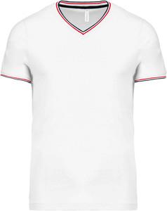 Kariban K374 - T-shirt maille piquée col V homme White / Navy / Red