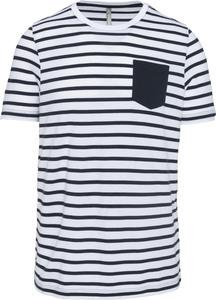 Kariban K378 - T-shirt rayé marin avec poche manches courtes Striped White / Navy