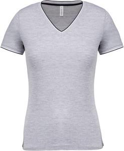 Kariban K394 - T-shirt maille piquée col V femme Oxford Grey / Navy / White