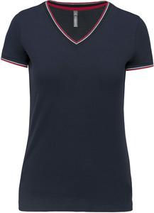 Kariban K394 - T-shirt maille piquée col V femme Navy / Red / White