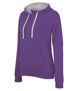 Kariban K465 - Sweat-shirt capuche contrastée femme Purple / Oxford Grey