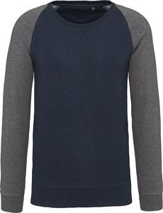 Kariban K491 - Sweat-shirt BIO bicolore col rond manches raglan homme French Navy Heather / Grey Heather
