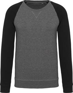 Kariban K491 - Sweat-shirt BIO bicolore col rond manches raglan homme Grey Heather/ Black