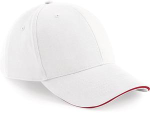 Beechfield B20 - Casquette homme Athleisure - 6 panneaux White/Classic Red