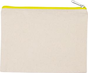 Kimood KI0721 - Pochette en coton canvas - modèle moyen Natural / Fluorescent Yellow