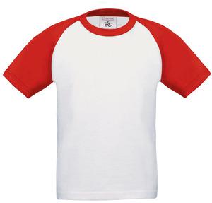 B&C CGTK350 - T-shirt enfant Baseball Blanc-Rouge