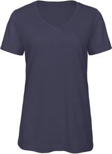 B&C CGTW058 - T-shirt Triblend col V Femme Heather Navy