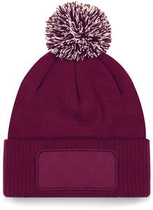 Beechfield B443 - BONNET À POMPON PATCH SNOWSTAR® Burgundy / Off White