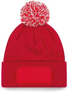 Beechfield B443 - BONNET À POMPON PATCH SNOWSTAR® Classic Red/ Off White