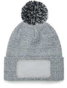 Beechfield B443 - BONNET À POMPON PATCH SNOWSTAR® Heather Grey/ Black