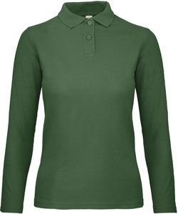 B&C CGPWI13 - Polo femme ID.001 manches longues Bottle Green