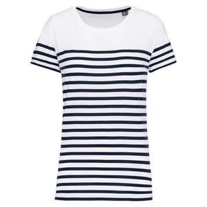 Kariban K3034 - T-shirt marin col rond Bio femme White / Navy Stripes
