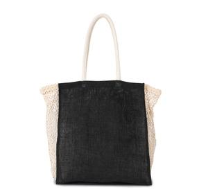 Kimood KI0281 - Sac shopping avec soufflet en filet Black/ Natural