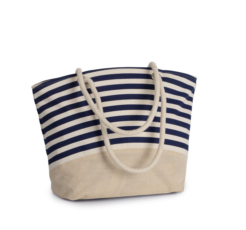 Kimood KI0283 - Sac shopping style marin en toile de jute