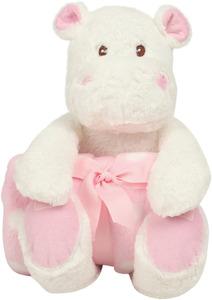 Mumbles MM606 - Peluche hippopotame avec couverture Blanc-Rose