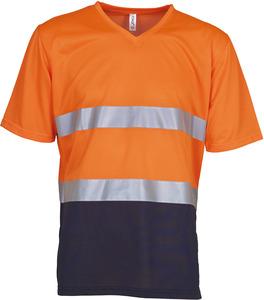 Yoko YHVJ910 - T-shirt col V haute visibilité Top Cool Hi Vis Orange/Navy
