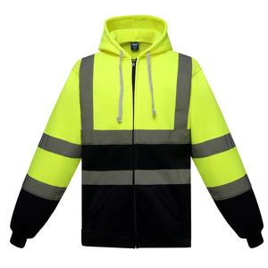 Yoko YHVK07 - SWEAT-SHIRT ZIPPÉ CAPUCHE Hi Vis Yellow/Navy