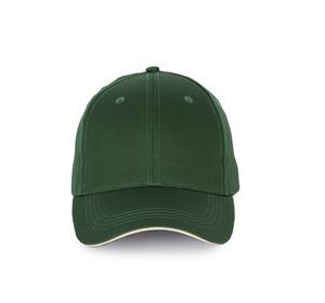 K-up KP191 - Casquette avec sandwich contrasté - 6 panneaux Forest Green / Beige