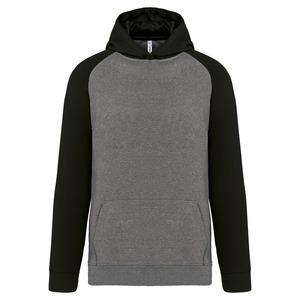 PROACT PA370 - Sweat-shirt capuche bicolore enfant Grey Heather/ Black