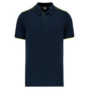 WK. Designed To Work WK270 - Polo DayToDay contrasté manches courtes homme Navy/Fluorescent Yellow
