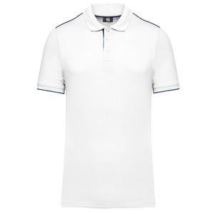 WK. Designed To Work WK270 - Polo DayToDay contrasté manches courtes homme Blanc / Bleu marine