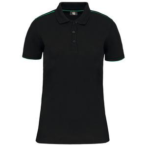 WK. Designed To Work WK271 - Polo DayToDay contrasté manches courtes femme Black/ Kelly Green