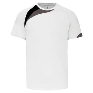 ProAct PA437 - T-SHIRT SPORT MANCHES COURTES ENFANT White / Black / Storm Grey