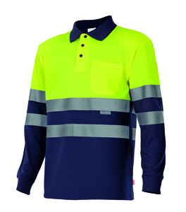 Velilla 175 - POLO BICOLORE ML HV MARINE BLUE/HI-VIS YELLOW