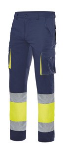 Velilla 303002S - PANTALON STRETCH BICOLORE HV NAVY BLUE/HI-VIS YELLOW